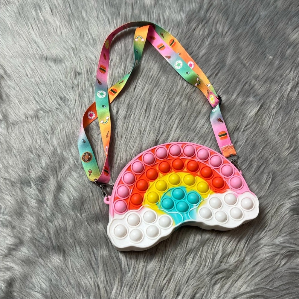 Girls Fidget Rainbow Multicolored Pop Rubber Purse